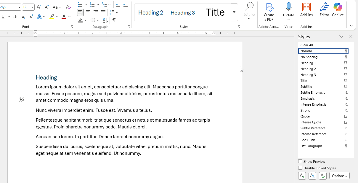 Update style to match selection